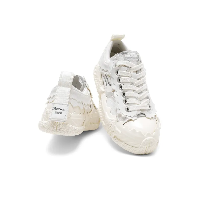 CHOUCHOUS Skateboard Shoes Unisex Low Top White-2