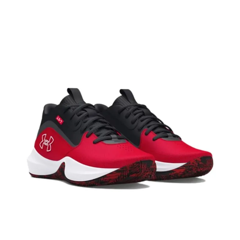 Under Armour Lockdown 7 Anti Slip Wear Resistant Low Top Basketball Shoes Unisex Red Black-2