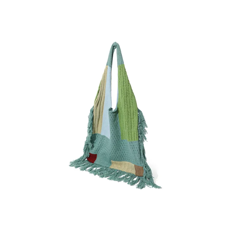 MASTER CANVAS Fabric Shoulder Bag Women's Cyan/White-4