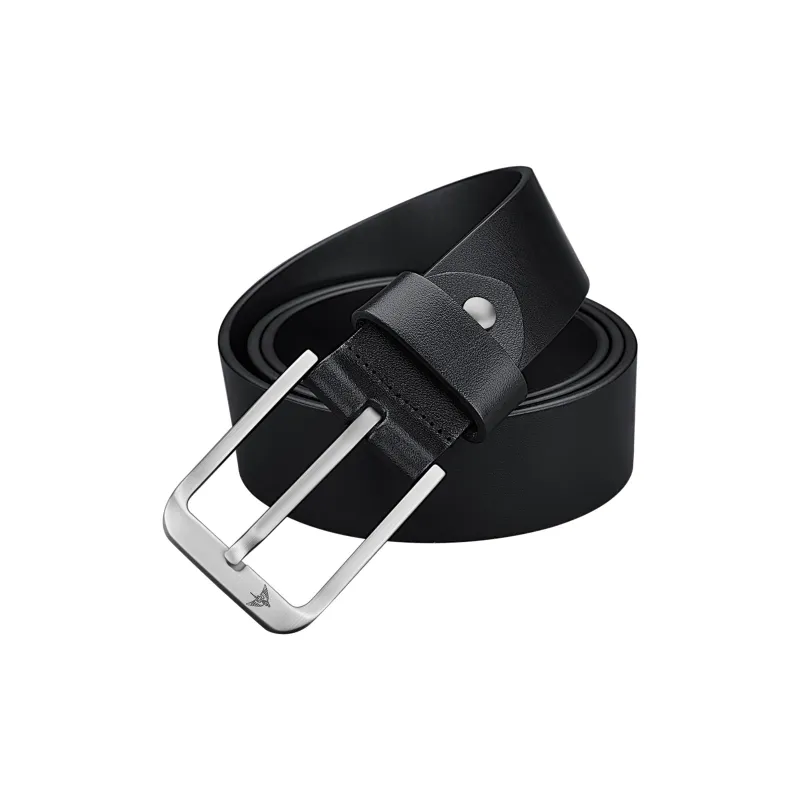 WilliamPOLO Cow Leather Leather Belts Men's Gunmetal Buckle Black Width  3.8cm-2