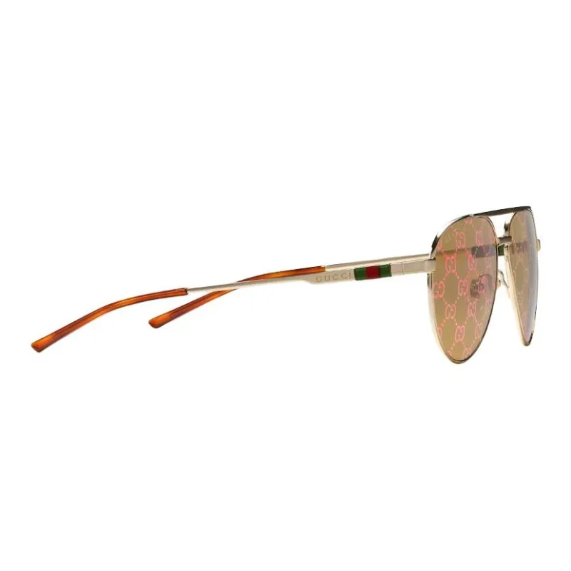 GUCCI Acetate Irregular Shape Sunglasses Men's Gold-1