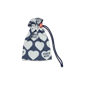 HUMAN MADE Cotton Drawstring Bag Storage Bags Small Size Unisex Marine Blue