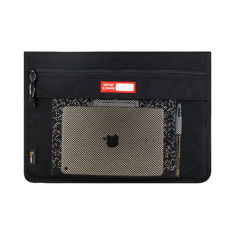 Rough Enough Canvas Canvas Bag 14 Inch Computer Storage Bag Clutch Unisex Black-1