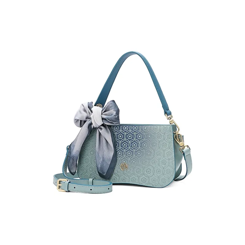 Ancient Yi Xi Cow Leather Shoulder Bag, Crossbody Bag, Handbag Women's Turquoise-2