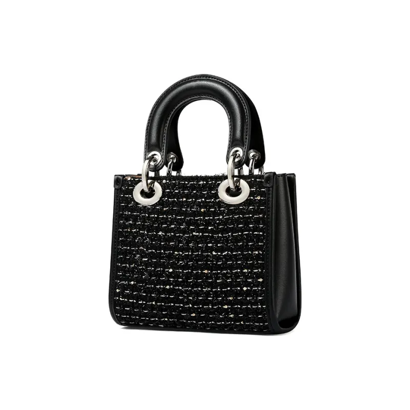 TUCANO Fashion Shoulder Bag, Crossbody Bag, Handbag Trumpets Women's Sequins Black With Milkshake White-1