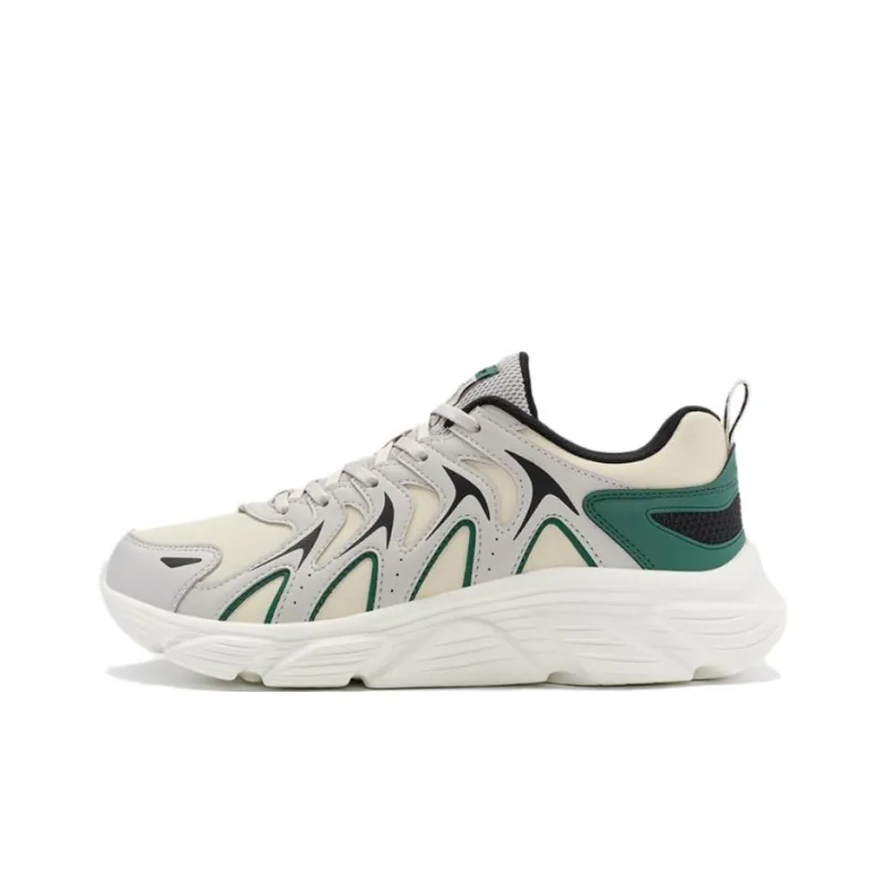 XTEP Abrasion Resistant Low Top Casual Running Shoes Men's White Green-0