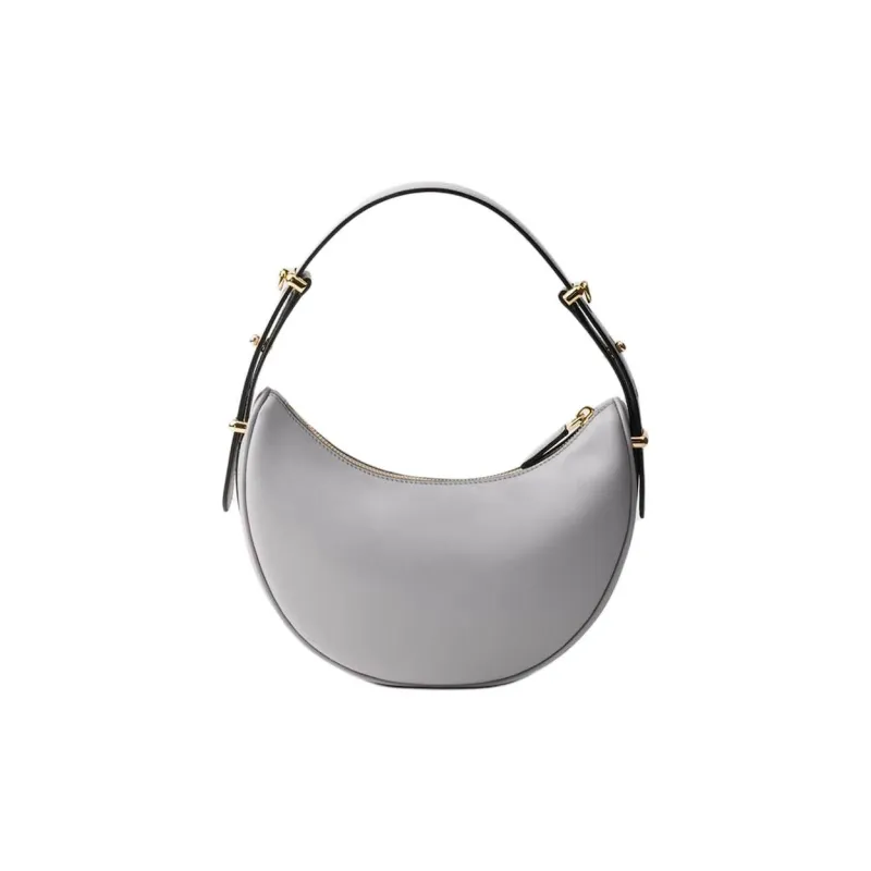 PRADA Leather Handbag, Shoulder Bag Women's Granite Gray-2