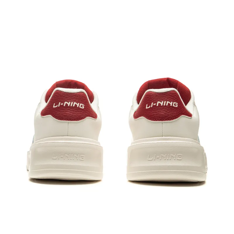 LiNing Sky Cloud Anti-Slip And Wear-Resistant Breathable Low-Top Skateboard Shoes Men's White Red-5