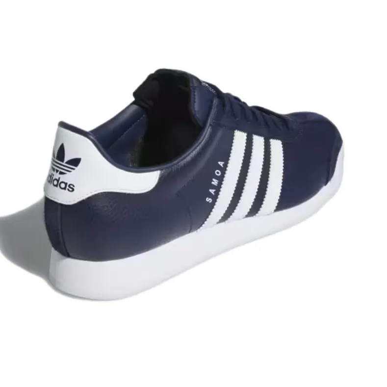 Adidas Originals Samoa Anti Slip Wear Resistant Low Top Casual Shoes Unisex Blue White-3