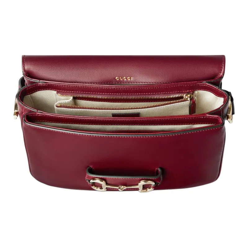 GUCCI Horsebit 1955 Soft Leather Crossbody Bag Shoulder Bag Women's Ancora Red-4