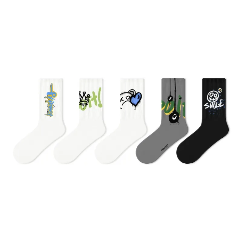 Primeet Mid Calf Socks Summer Unisex 5 Pack-12
