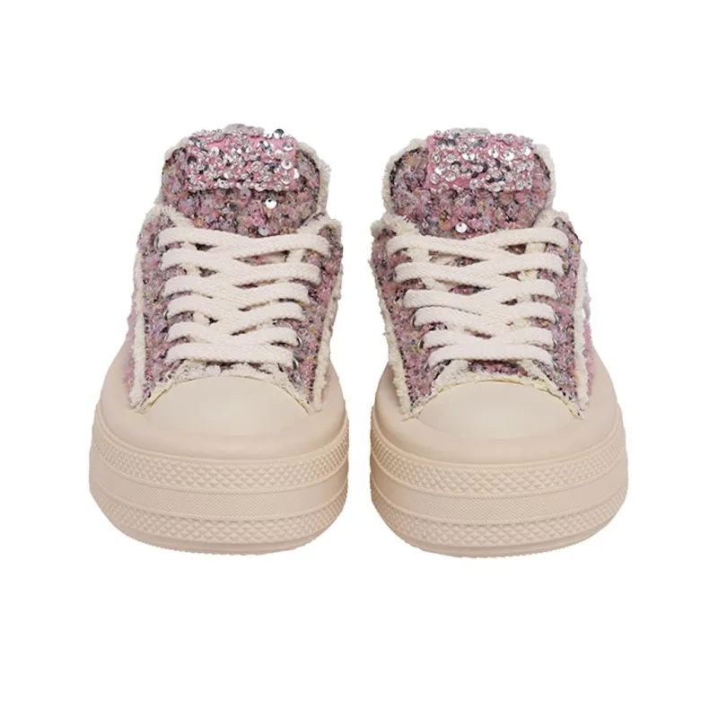 FORESHADOW DOUBLE UNI 1.0 Pale Pink And Rose Low Top Canvas Shoes Women's Rose Red-5