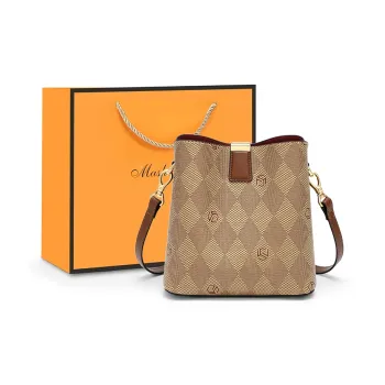 MashaLanti PVC Bucket Bags Crossbody Bag Shoulder Bag Medium Size Women's Coffee