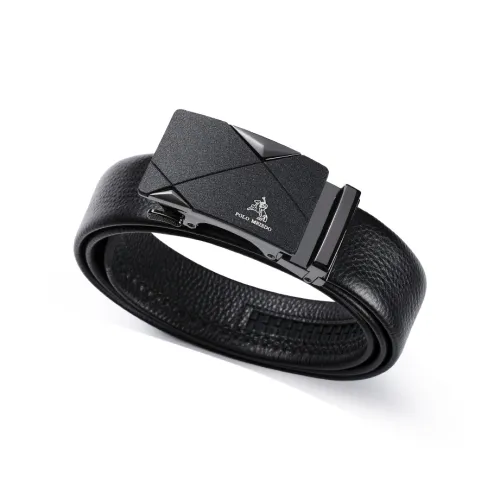POLOMEISDO Top Grain Cow Leather Brand Belt Premium Business Casual Belt Gift Box Set Men's Gunmetal Width 3.5CM