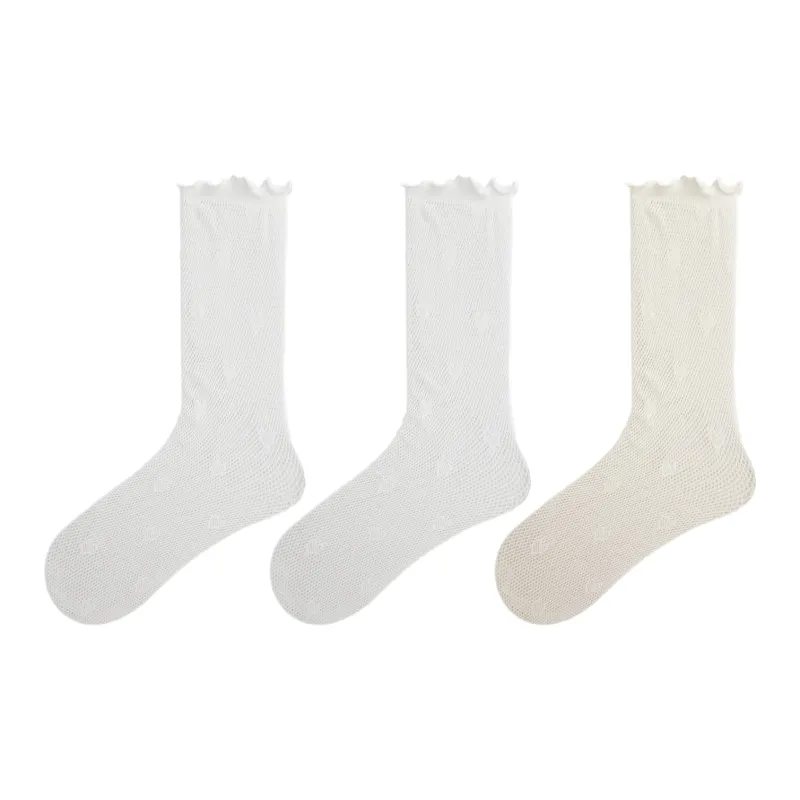 Evening Classroom Mid Calf Socks Women's 3 Pack White-10