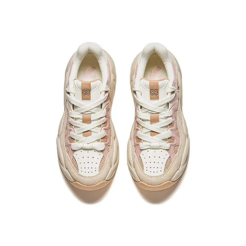 Anta Anti-Slip Wear-Resistant Low-Top Chunky Sneakers Women's White Beige Pink-2