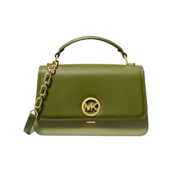 MICHAEL KORS Split Cow Leather One Shoulder Handbag, Crossbody Bag Medium Size Women's Olive Green & Grass Green