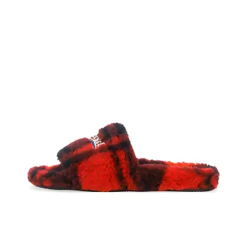 Balenciaga Women's Furry Slides 'Red Plaid'