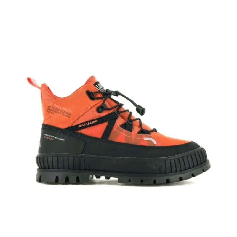 Palladium Slip Resistant Waterproof High Top Outdoor Shoes Unisex Orange Black-1