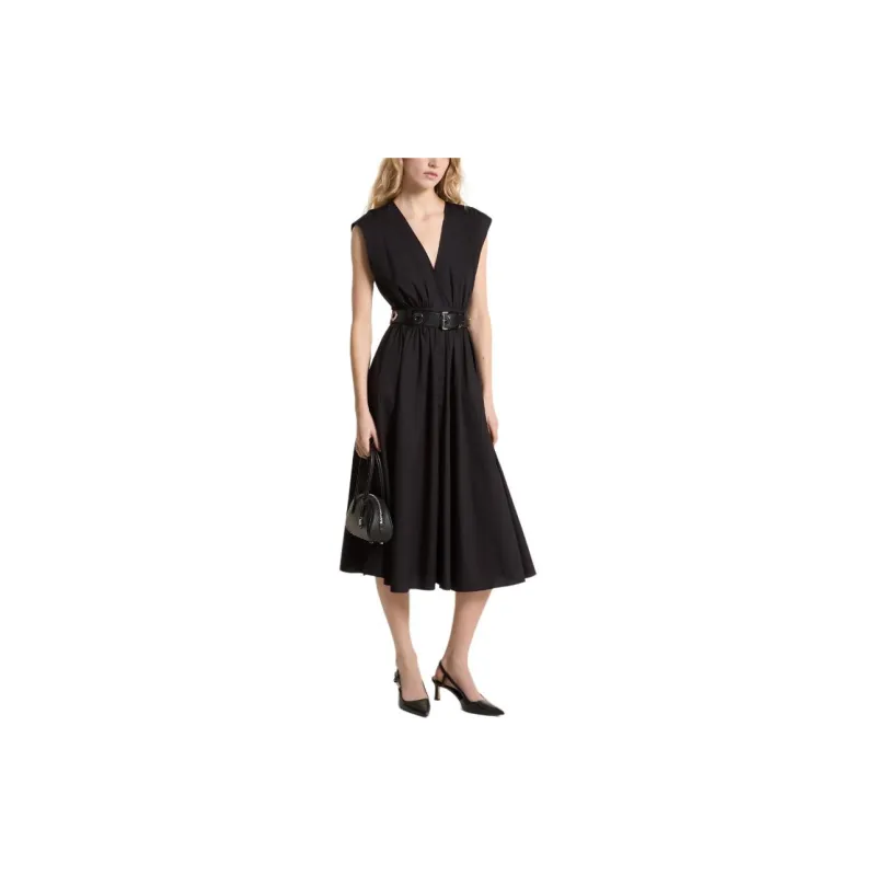 MICHAEL KORS Stretch Organic Cotton Poplin Midi Dress-1
