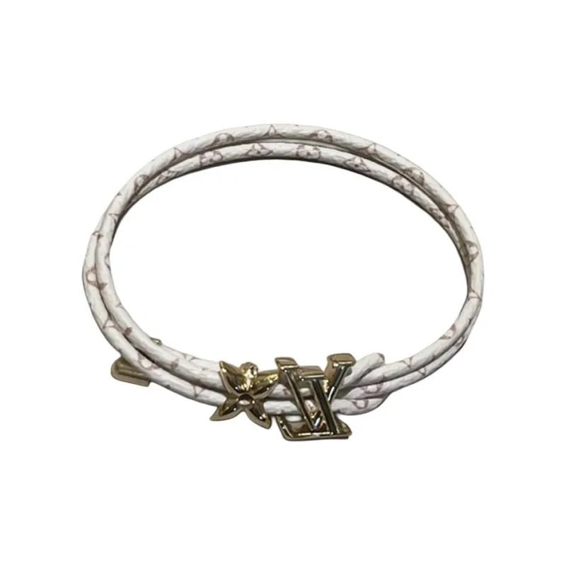 LOUIS VUITTON Calfskin Bracelets Women's White-1