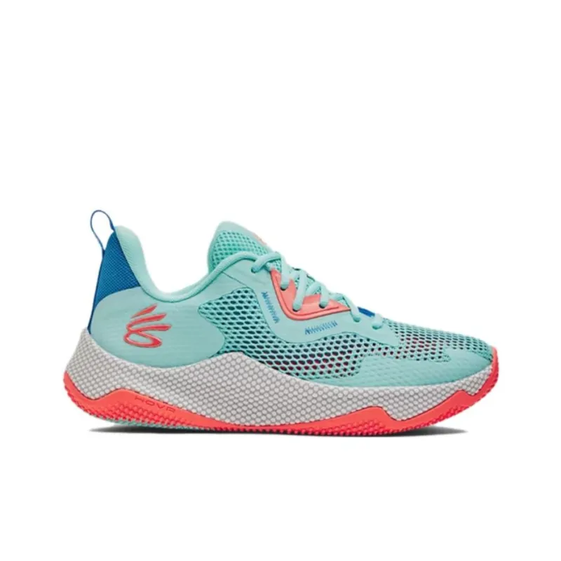 Under Armour Hovr Splash 3 Slip-Resistant Breathable Lightweight Cushioning Low-Top Basketball Shoes Men's Cyan-1