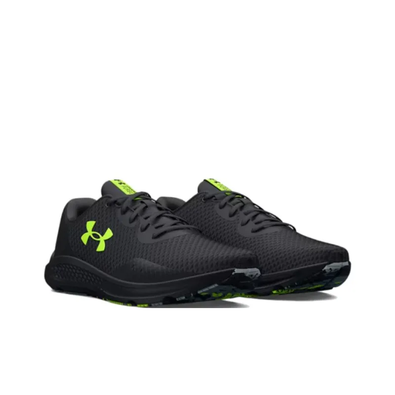 Under Armour Charged Pursuit 3 Anti Slip Wear Resistant Low Top Casual Running Shoes Unisex Black Green-2