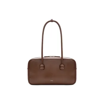 MUVA Cow Leather Shoulder Bag Women's Burnt Tea Brown/Twilight Black/Ecru