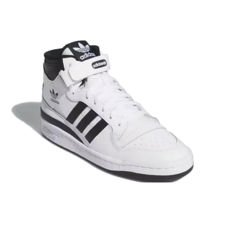 Adidas Originals FORUM Shock Absorbers With Slip Resistant Features High Top Basketball Shoes Unisex White Black-2