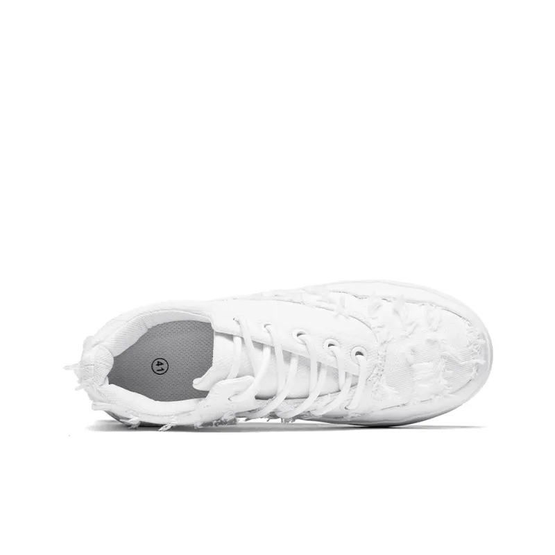 PNKE Durable Breathable Low Top Canvas Shoes Unisex White-5