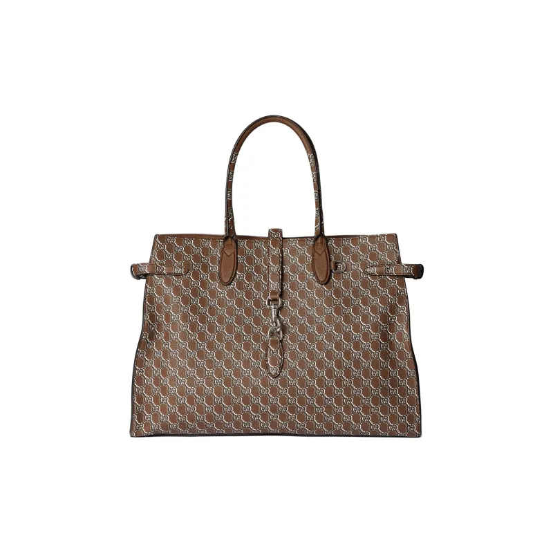 GUCCI Soft Grained Leather Tote Bag Shopping Bag Handbag Large Size Women's Light Brown-0