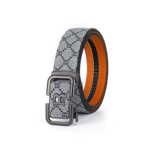 Jeccieziio Top Grain Cow Leather Leather Belts Men's Gunmetal Gold Style 3.5CM