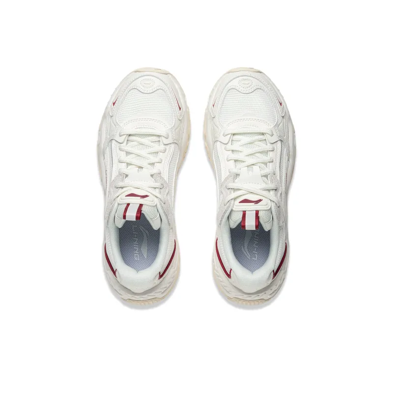 LiNing Brown Sugar V2 Cushioning Anti Slip And Wear Resistant Height Increasing Low Top Casual Shoes Women's Mist White-3
