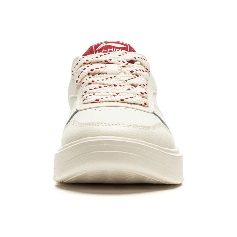 LiNing Sky Cloud Anti-Slip And Wear-Resistant Breathable Low-Top Skateboard Shoes Men's White Red-4