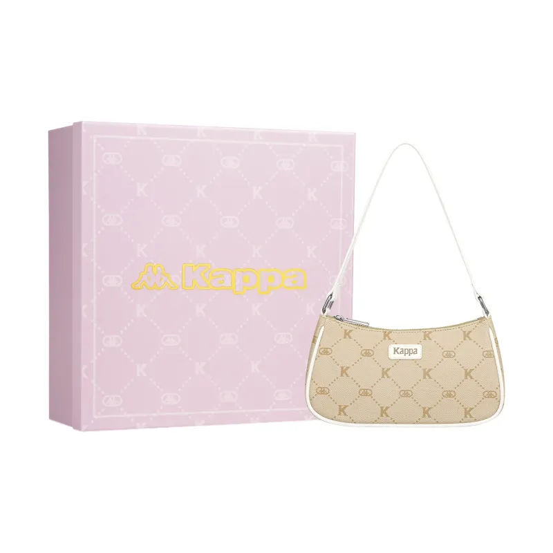 Kappa Matte Leather Shoulder Bag, Pochette, Handbag, Shoulder Bag Regular Women's Beige Milk Coffee-4