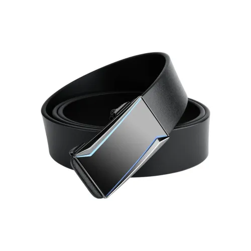 PISHUSHU Inner Sleeve Toothless Commute Automatic Buckle Cow Leather Leather Belts Men's Tricolor Optional Width  3.5cm