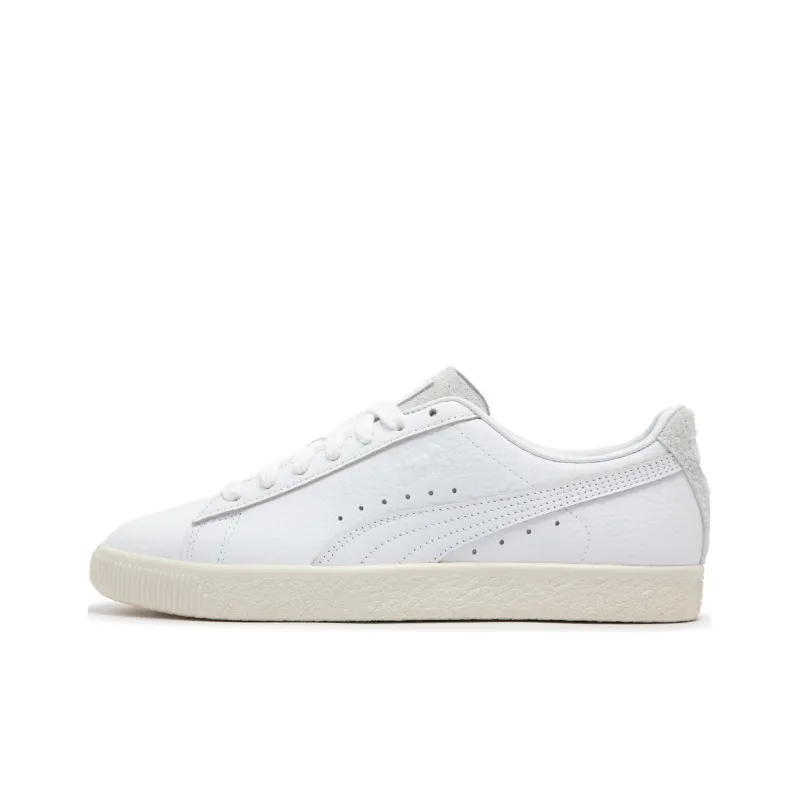 PUMA Clyde Premium Anti Slip Wear Resistant Low Top Skateboard Shoes Unisex Ecru-0
