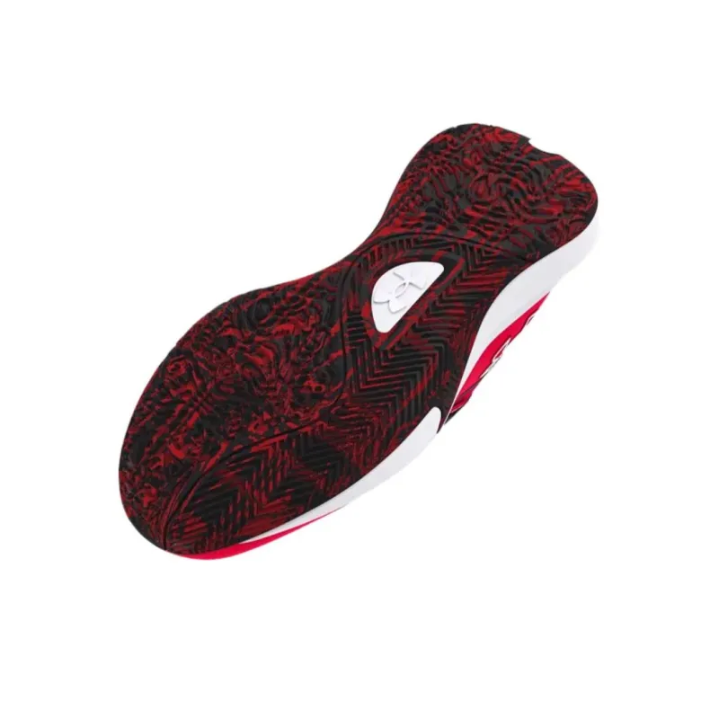 Under Armour Lockdown 7 Anti Slip Wear Resistant Low Top Basketball Shoes Unisex Red Black-4