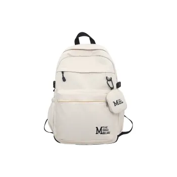 OURFUN Nylon Fabric Backpack Unisex White/Gray/Black/Light Brown