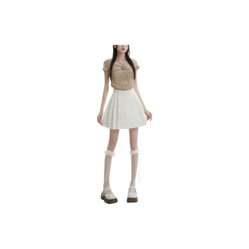 JASONWOOD Casual Short Skirts Women's Cream Apricot