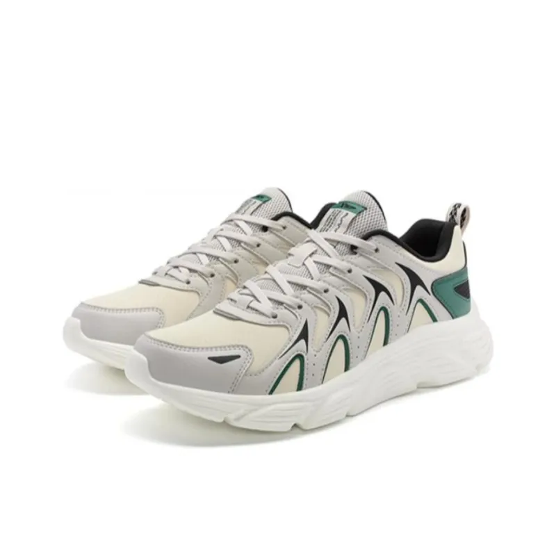 XTEP Abrasion Resistant Low Top Casual Running Shoes Men's White Green-2