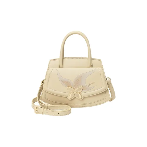 Ancient Yi Xi Cow Leather Cheongsam Portable Commute Shoulder Bag Women's Apricot White