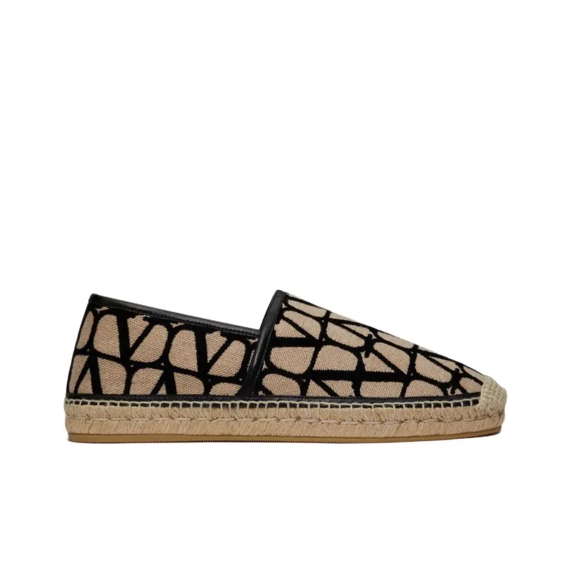 Valentino Toile Lconographe Espadrilles Men's Beige Black-1