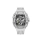 Silver Case Black Dial White Rubber Strap