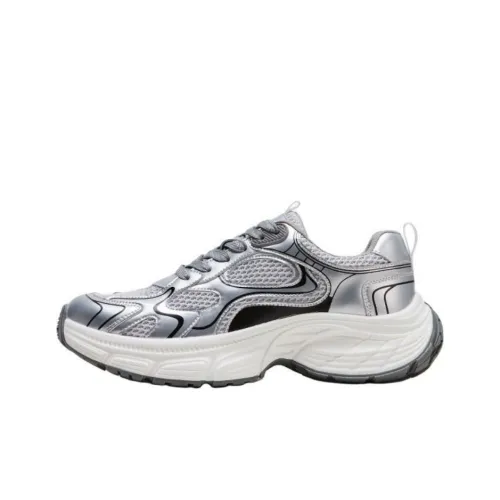 Hotwind Chunky Sneakers Men Low-Top Silver