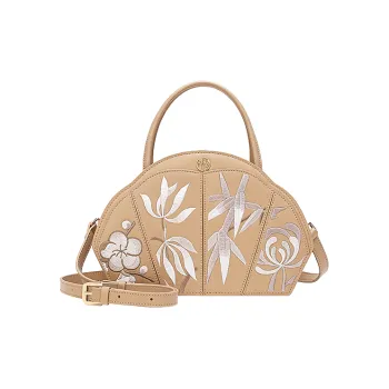 Ancient Yi Xi Cow Leather Niche Embroidered Cheongsam Crossbody Bag Women's Almond Yellow