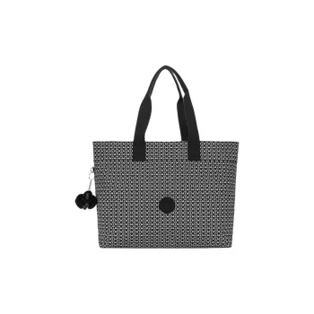 Kipling Polyester Tote Bag, Shopping Bag, Handbag, Shoulder Bag Women's Black White