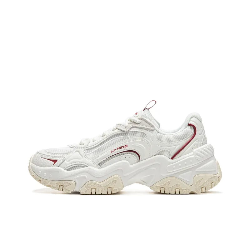 LiNing Brown Sugar V2 Cushioning Anti Slip And Wear Resistant Height Increasing Low Top Casual Shoes Women's Mist White-0