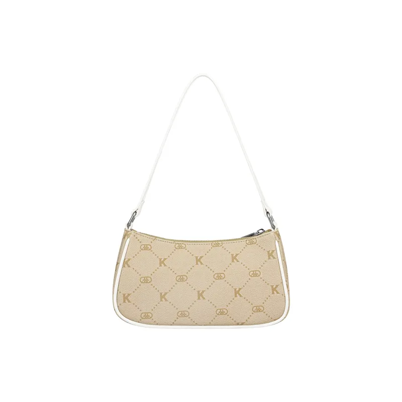 Kappa Matte Leather Shoulder Bag, Pochette, Handbag, Shoulder Bag Regular Women's Beige Milk Coffee-2
