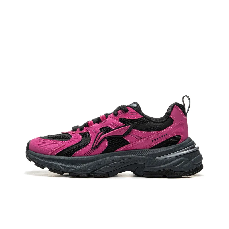 LiNing Beichen 2K Anti Slip Wear Resistant Low Top Chunky Sneakers Women's Rose Red-0